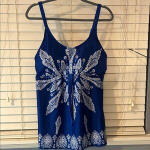 Amazon Blue and White Women's Swim One Piece
